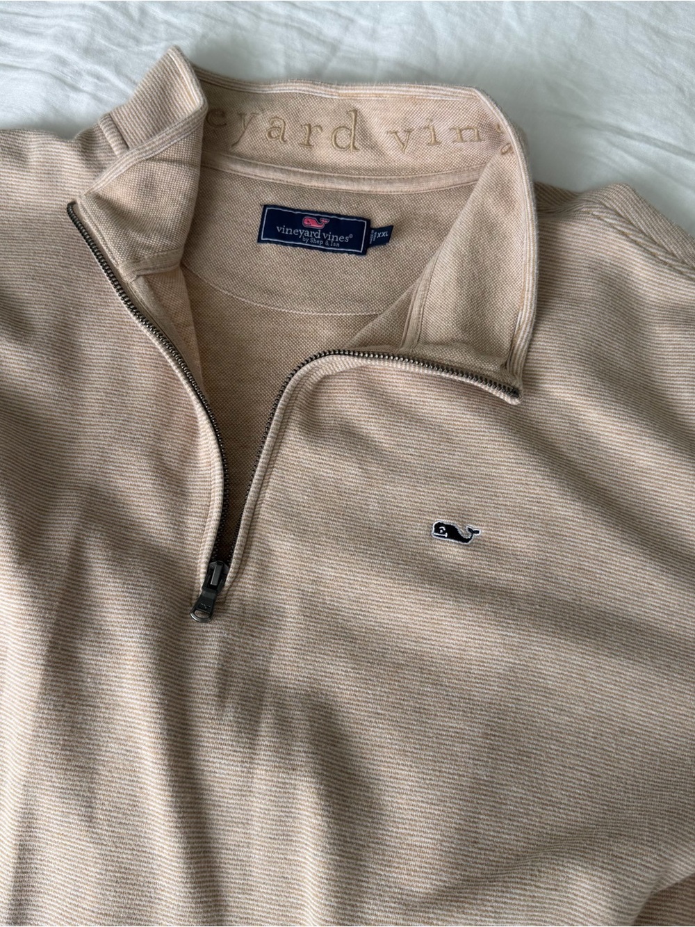Vineyard Vines Men's Light Beige Quarter-Zip Sweater
